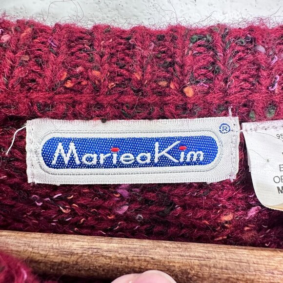 Vintage Embroidered Boho Art to Wear Mariea Kim‎ Pink Purple Sweater Women's L - Picture 7 of 12